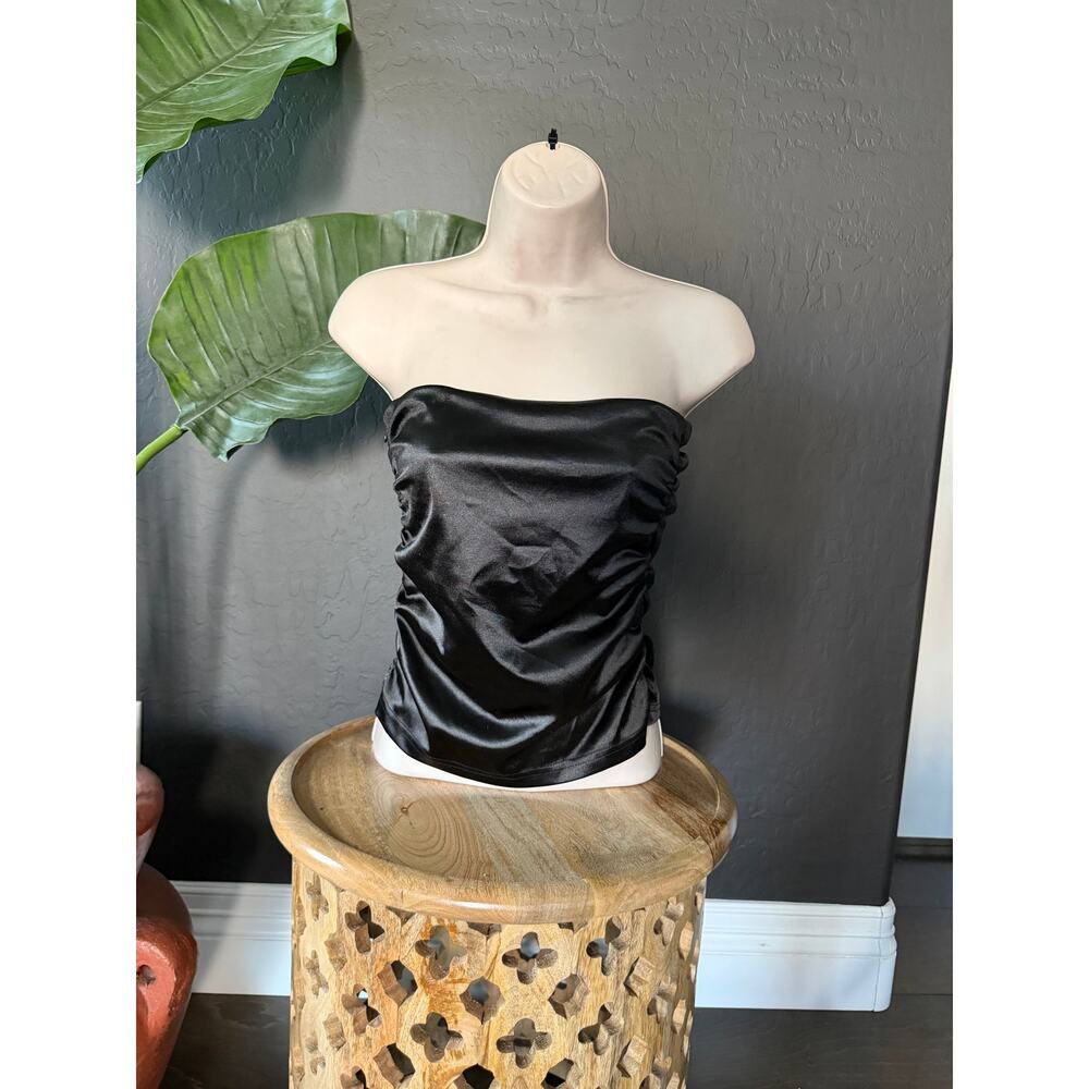 Mary Wyatt London “Aerin” Satin Strapless Top Black NWT US 8 Dark Feminine